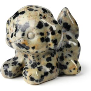 Spot Jasper Crystal Dog Figurine